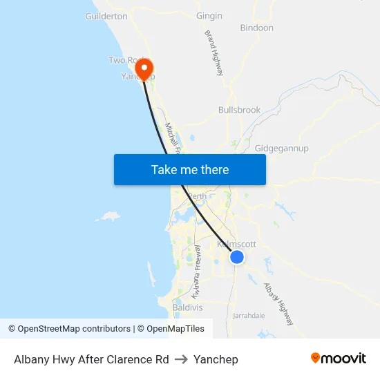 Albany Hwy After Clarence Rd to Yanchep map