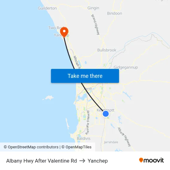Albany Hwy After Valentine Rd to Yanchep map