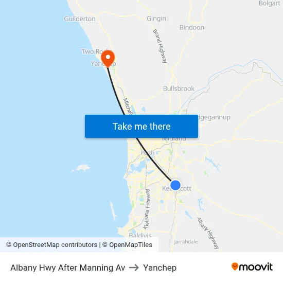 Albany Hwy After Manning Av to Yanchep map