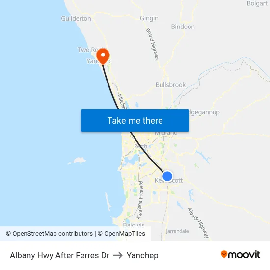 Albany Hwy After Ferres Dr to Yanchep map