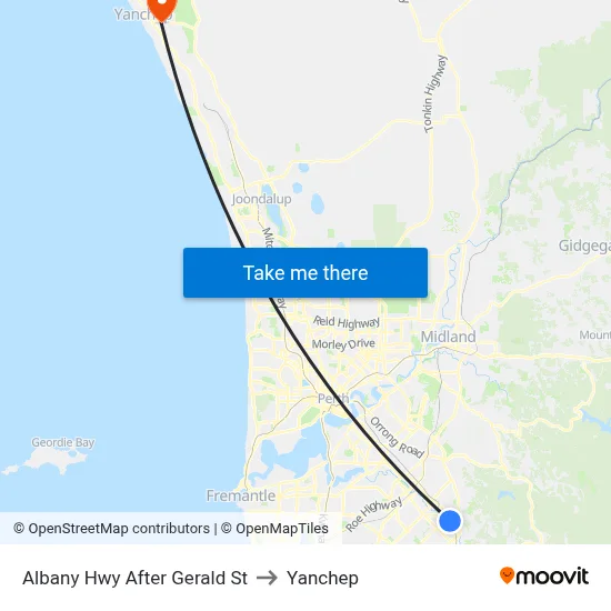 Albany Hwy After Gerald St to Yanchep map