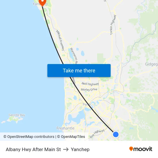 Albany Hwy After Main St to Yanchep map