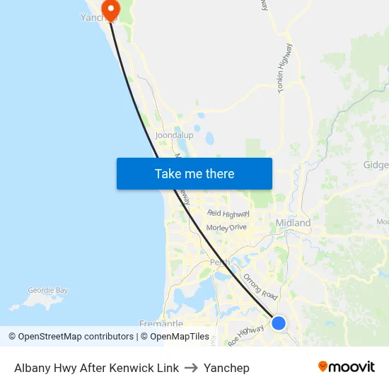 Albany Hwy After Kenwick Link to Yanchep map
