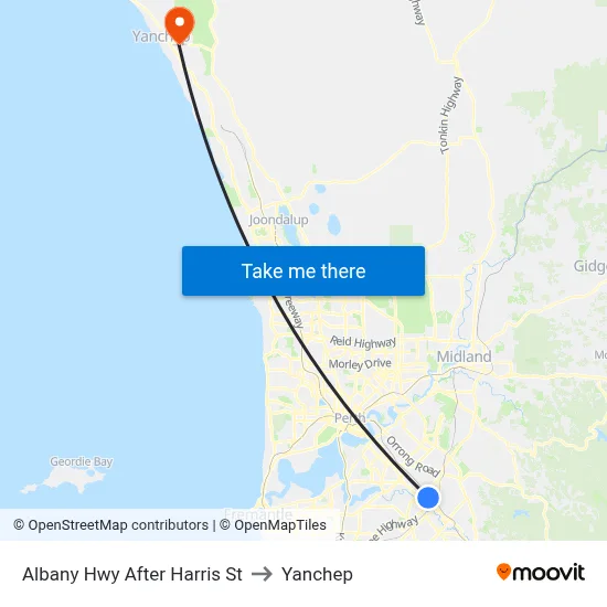 Albany Hwy After Harris St to Yanchep map