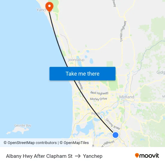 Albany Hwy After Clapham St to Yanchep map