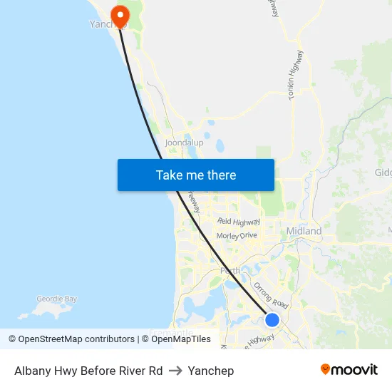 Albany Hwy Before River Rd to Yanchep map
