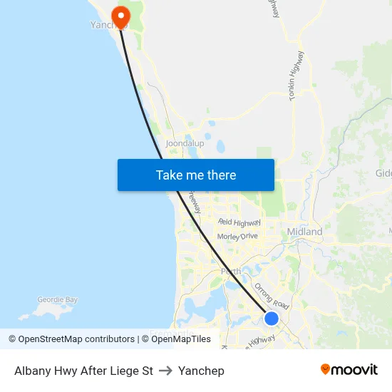 Albany Hwy After Liege St to Yanchep map