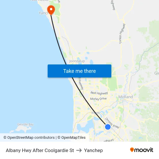 Albany Hwy After Coolgardie St to Yanchep map