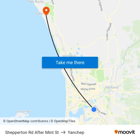 Shepperton Rd After Mint St to Yanchep map