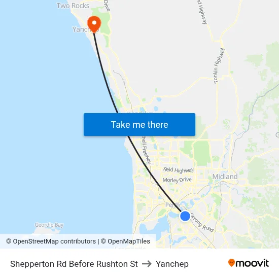 Shepperton Rd Before Rushton St to Yanchep map