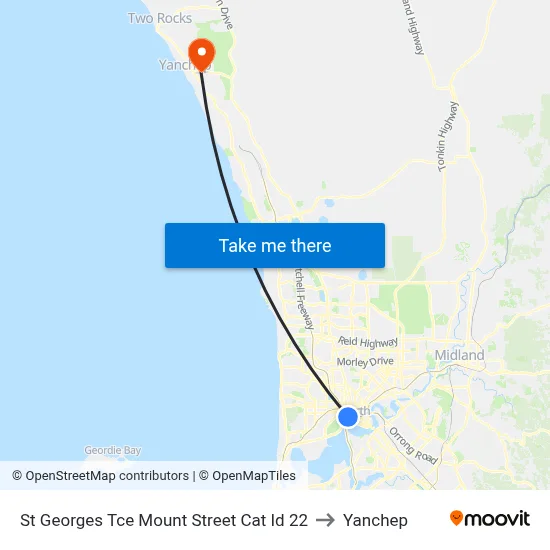 St Georges Tce Mount Street Cat Id 22 to Yanchep map