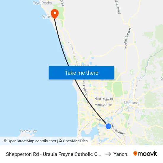 Shepperton Rd - Ursula Frayne Catholic Coll Sen to Yanchep map