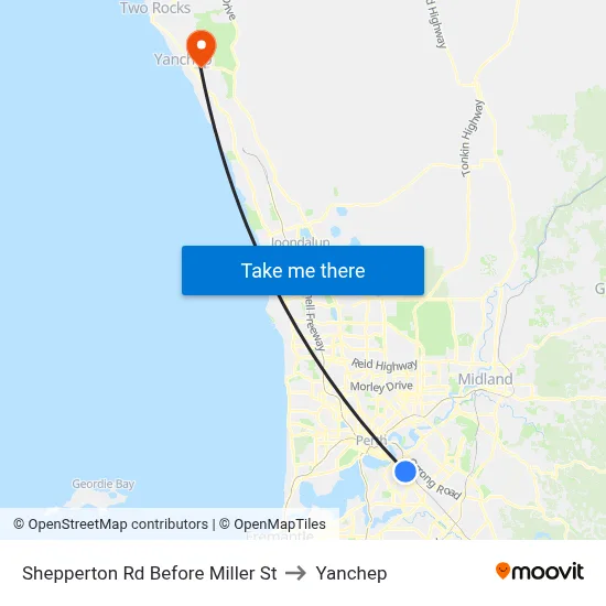 Shepperton Rd Before Miller St to Yanchep map