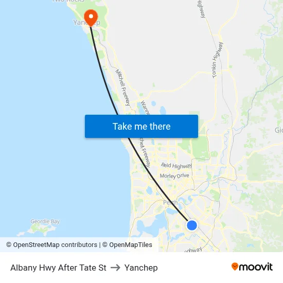 Albany Hwy After Tate St to Yanchep map