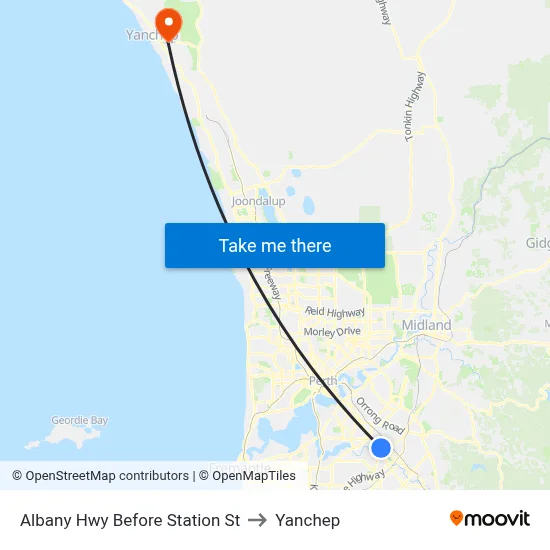 Albany Hwy Before Station St to Yanchep map