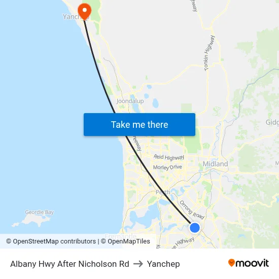 Albany Hwy After Nicholson Rd to Yanchep map