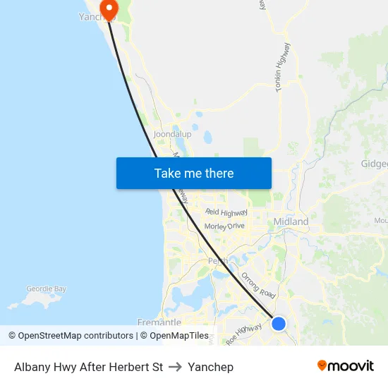 Albany Hwy After Herbert St to Yanchep map