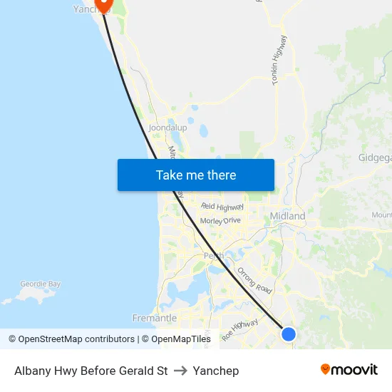 Albany Hwy Before Gerald St to Yanchep map