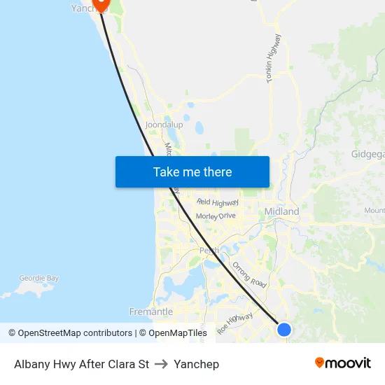 Albany Hwy After Clara St to Yanchep map