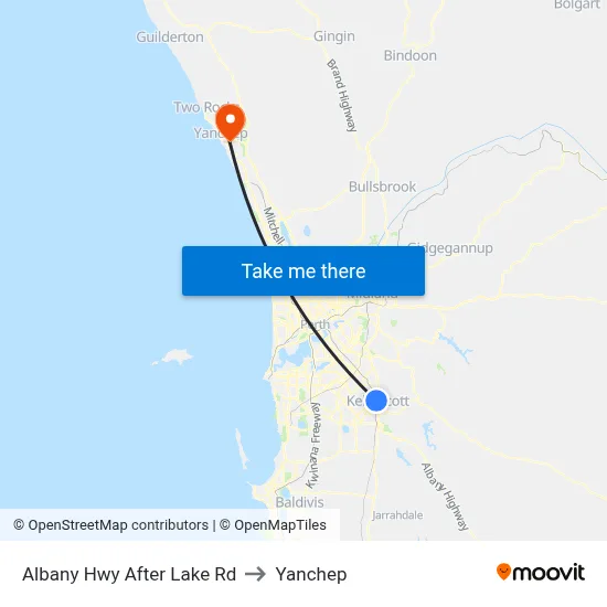 Albany Hwy After Lake Rd to Yanchep map