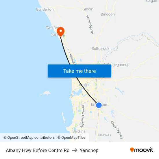 Albany Hwy Before Centre Rd to Yanchep map