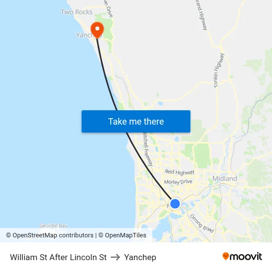 William St After Lincoln St to Yanchep map
