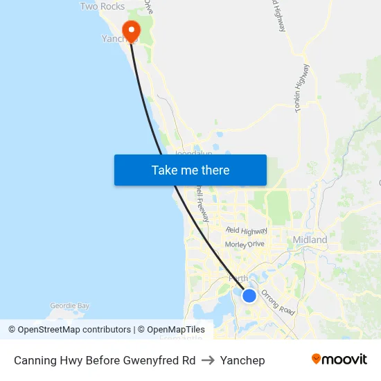 Canning Hwy Before Gwenyfred Rd to Yanchep map