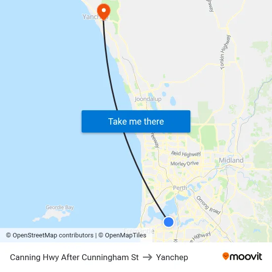 Canning Hwy After Cunningham St to Yanchep map