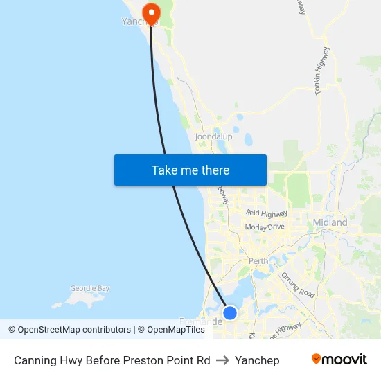 Canning Hwy Before Preston Point Rd to Yanchep map