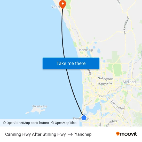 Canning Hwy After Stirling Hwy to Yanchep map
