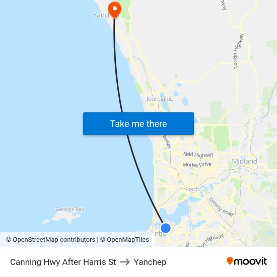 Canning Hwy After Harris St to Yanchep map