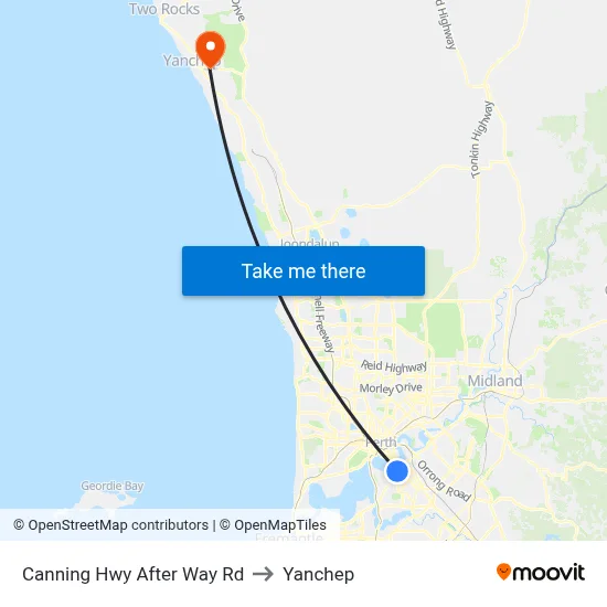 Canning Hwy After Way Rd to Yanchep map