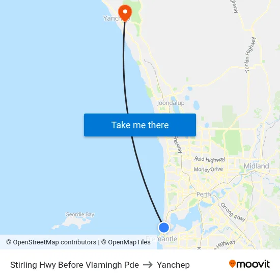 Stirling Hwy Before Vlamingh Pde to Yanchep map