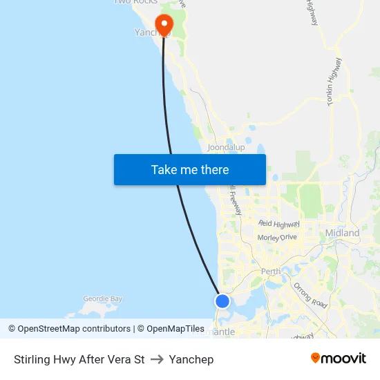 Stirling Hwy After Vera St to Yanchep map