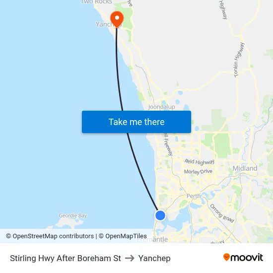 Stirling Hwy After Boreham St to Yanchep map