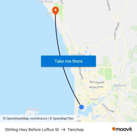 Stirling Hwy Before Loftus St to Yanchep map