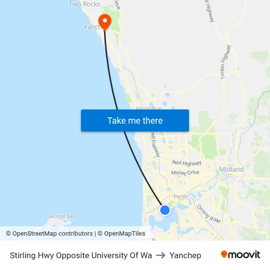 Stirling Hwy Opposite University Of Wa to Yanchep map