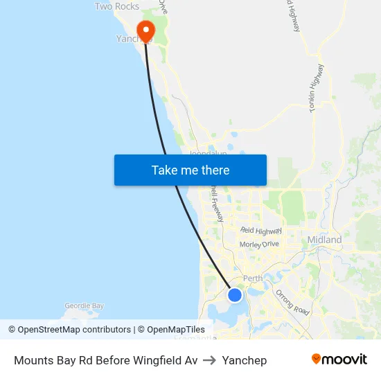 Mounts Bay Rd Before Wingfield Av to Yanchep map