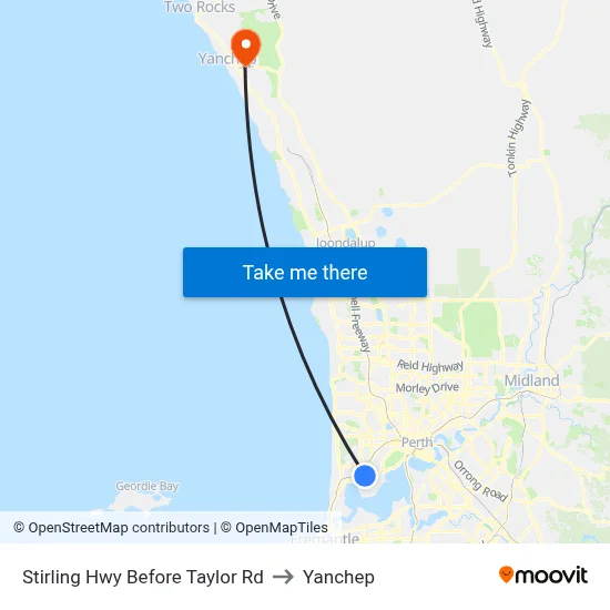 Stirling Hwy Before Taylor Rd to Yanchep map