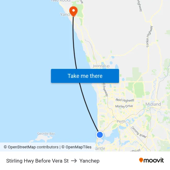 Stirling Hwy Before Vera St to Yanchep map