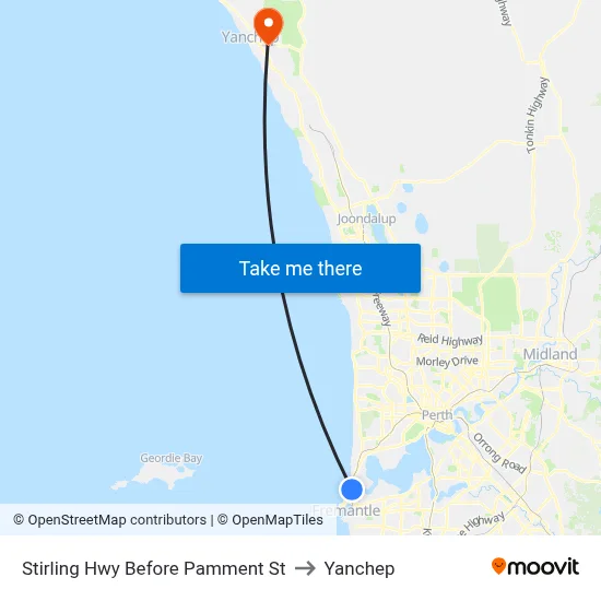 Stirling Hwy Before Pamment St to Yanchep map