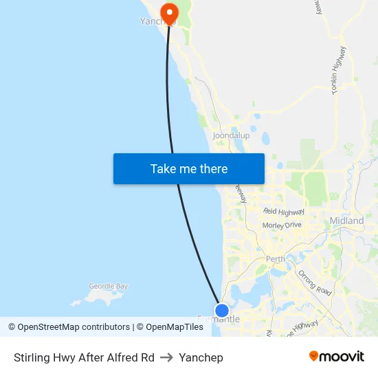 Stirling Hwy After Alfred Rd to Yanchep map