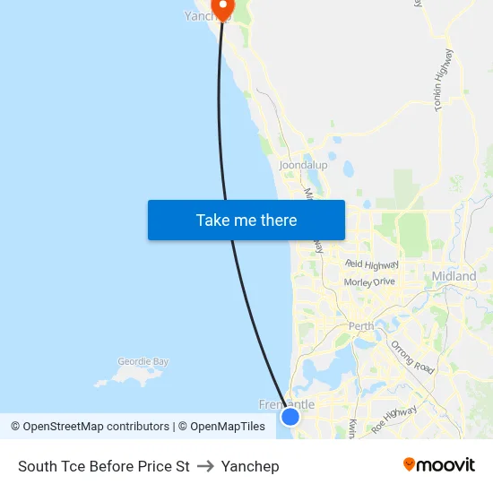 South Tce Before Price St to Yanchep map