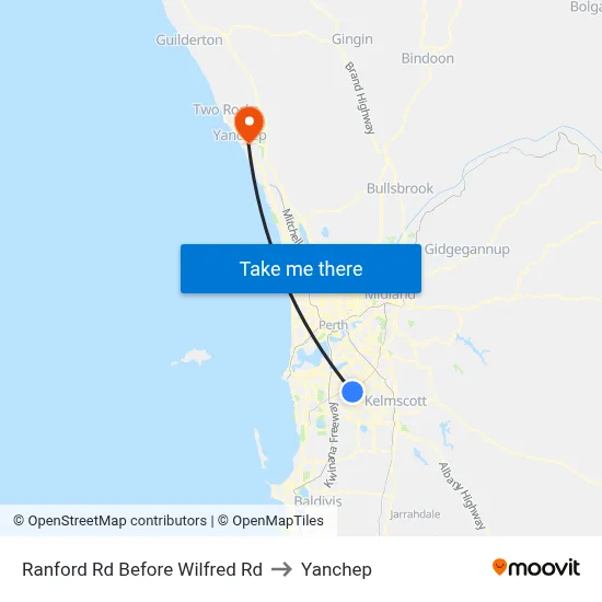 Ranford Rd Before Wilfred Rd to Yanchep map