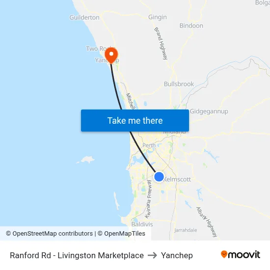 Ranford Rd - Livingston Marketplace to Yanchep map