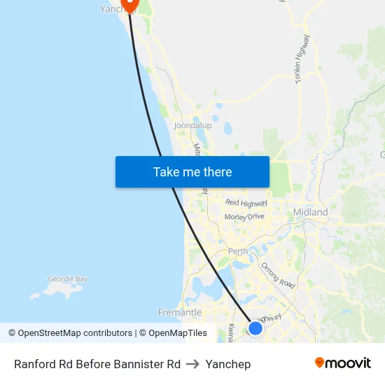 Ranford Rd Before Bannister Rd to Yanchep map