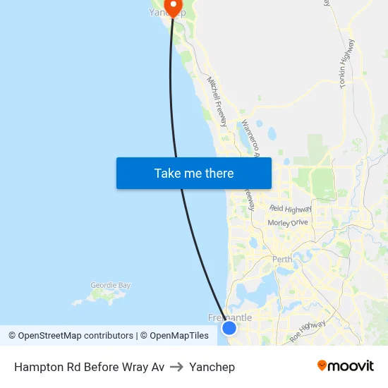 Hampton Rd Before Wray Av to Yanchep map