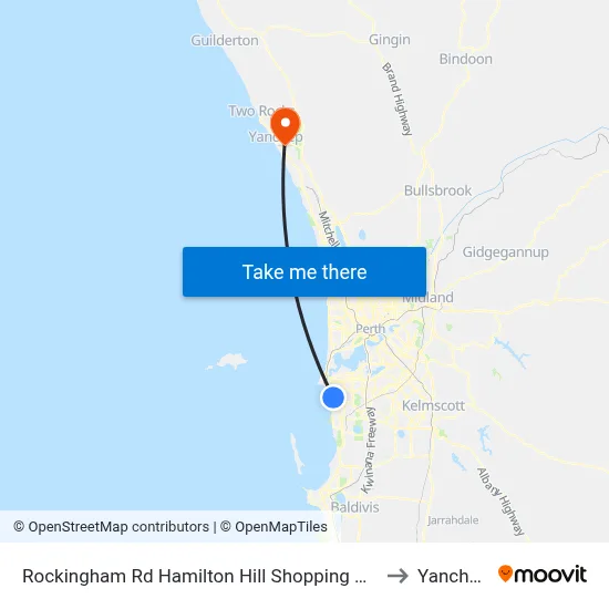Rockingham Rd Hamilton Hill Shopping Ctr to Yanchep map