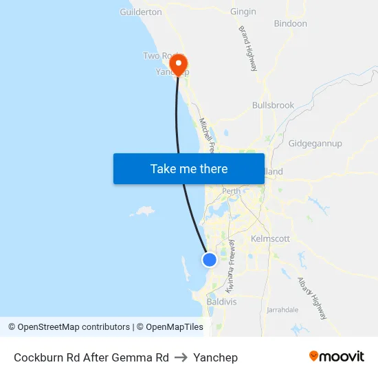 Cockburn Rd After Gemma Rd to Yanchep map