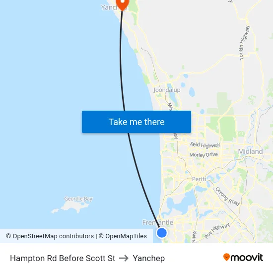 Hampton Rd Before Scott St to Yanchep map